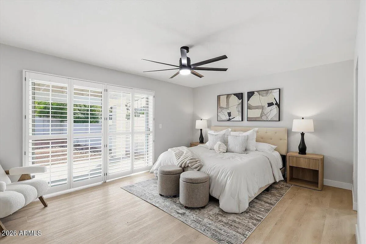 Master bedroom with plantation shutters