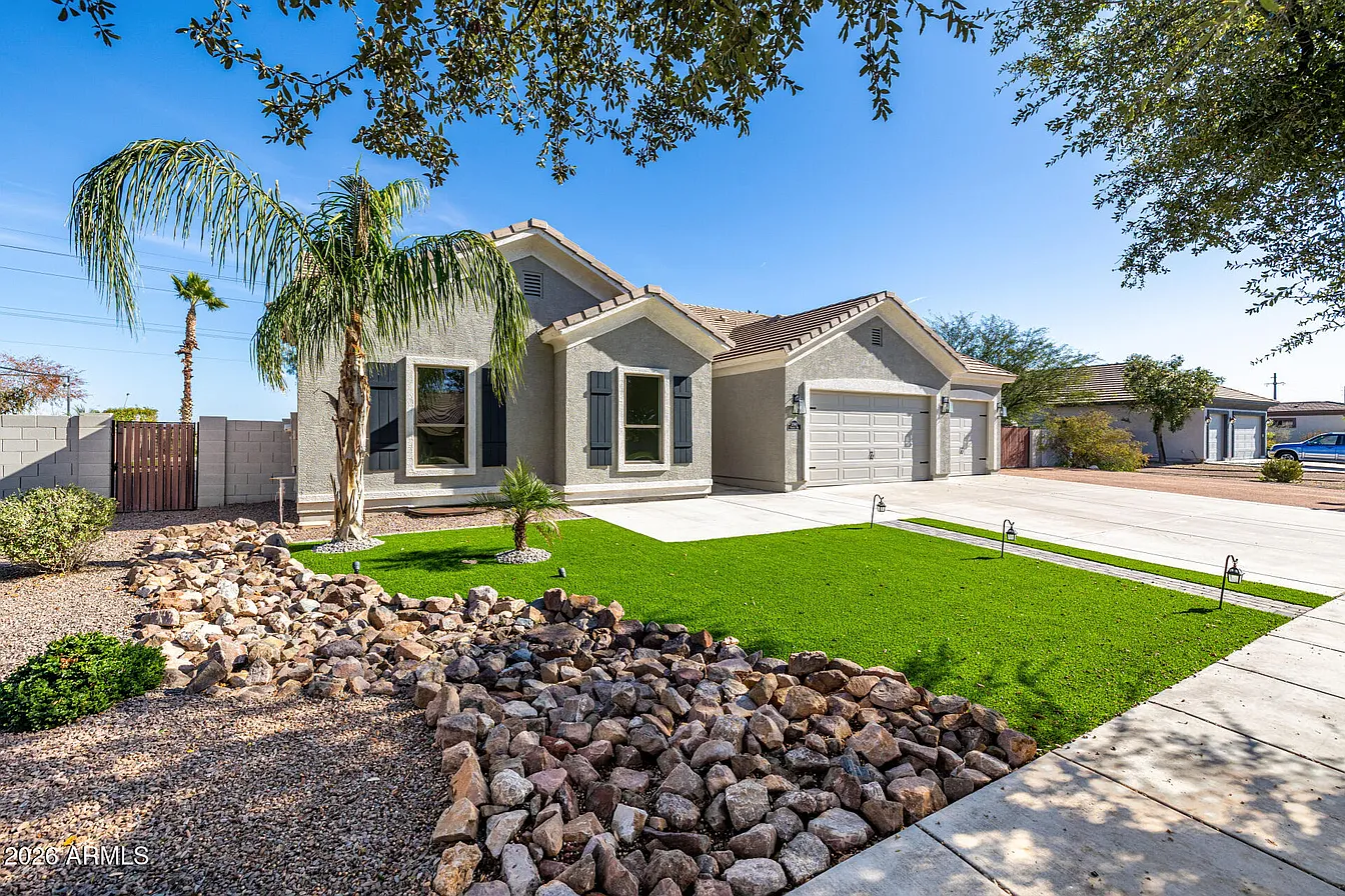 Home exterior with fresh landscaping