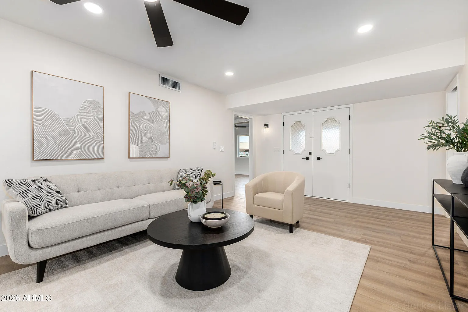 Staged modern living room